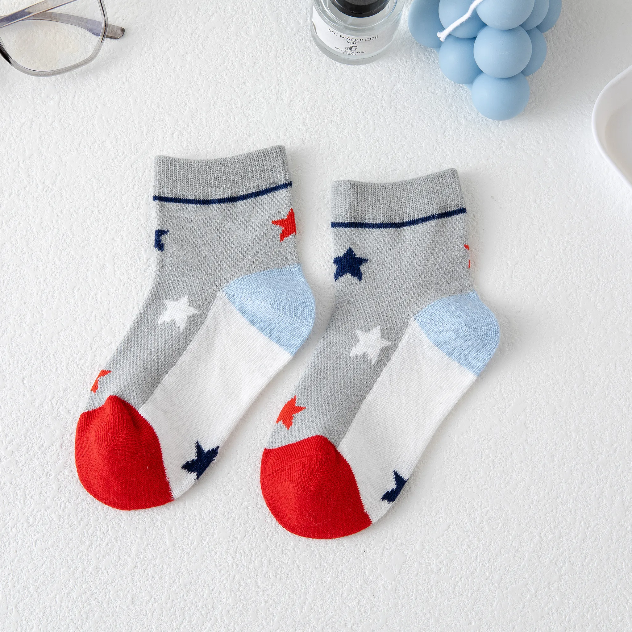 5 Pares Toddler/Kid Letras Stripe Bordado Meias  image 6