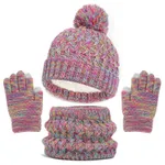 Baby/toddler winter warm and cold-proof three-piece set, knitted woolen hat, neck scarf and gloves Multi-color