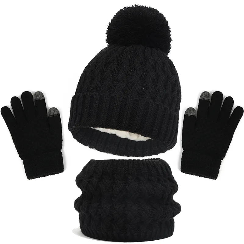 

Baby/toddler winter warm and cold-proof three-piece set, knitted woolen hat, neck scarf and gloves