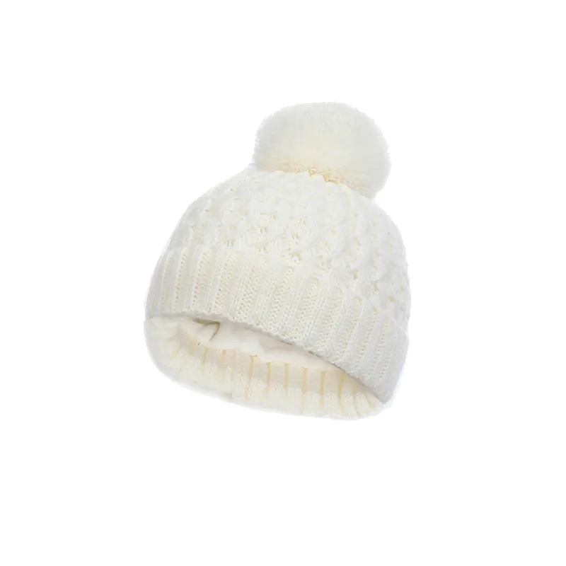 Baby/toddler winter warm and cold-proof three-piece set, knitted woolen hat, neck scarf and gloves White image 2