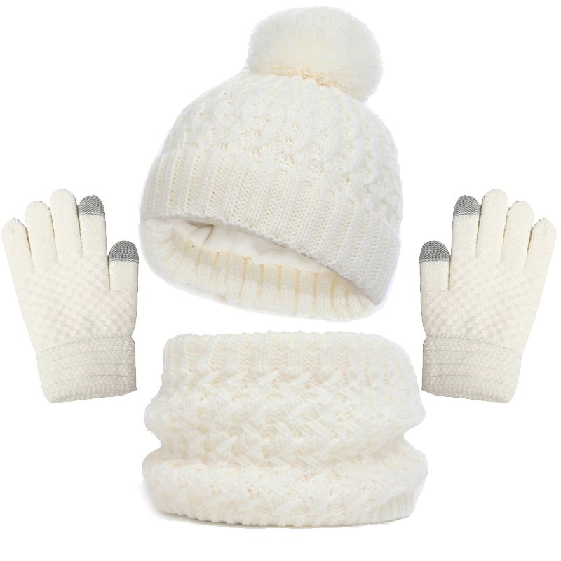 

Baby/toddler winter warm and cold-proof three-piece set, knitted woolen hat, neck scarf and gloves