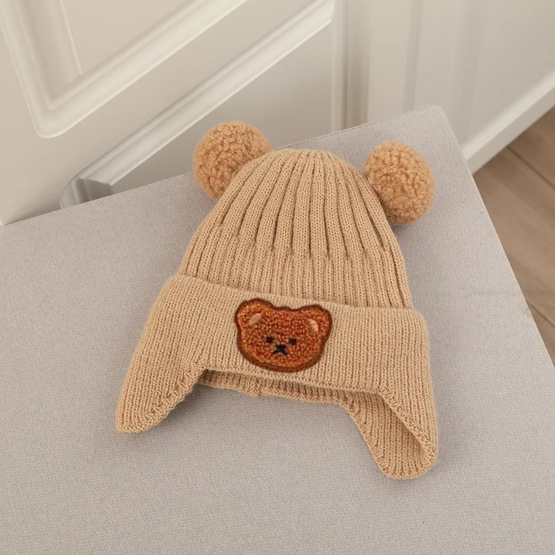 A must-have warm set of woolen ear hats and gloves for Baby/toddler in winter Khaki big image 1
