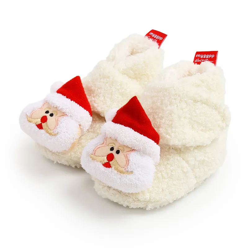 Weihnachten Familie Matching 3D Cartoon Rentier & Santa Muster Hausschuhe & Prewalker Schuhe white1 big image 1