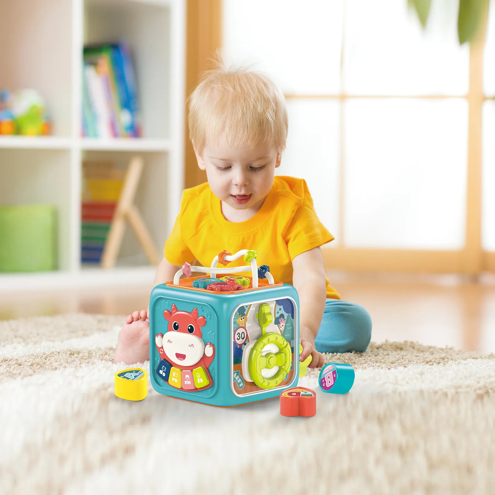 Baby Multifunctional Hexahedron Early Education Educational Music Hand Drum