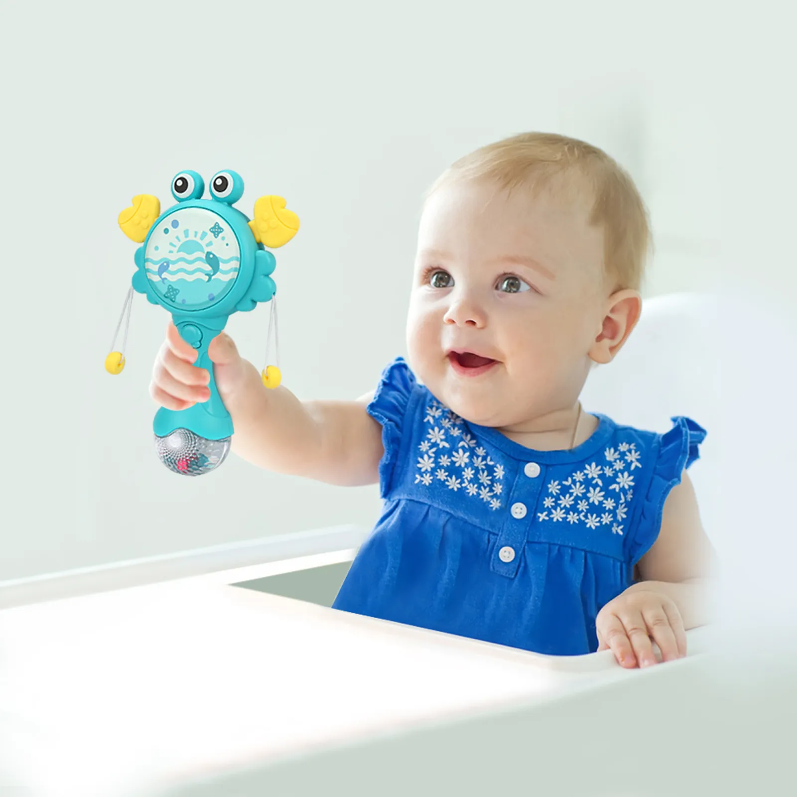 Baby Early Education Crab Hand Drum Light Green image 3