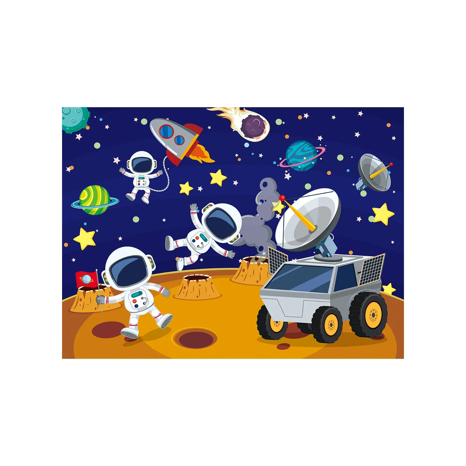 100-Piece Children's Space-themed Jigsaw Puzzle - Large Pieces for Easy Assembly Blue image 2