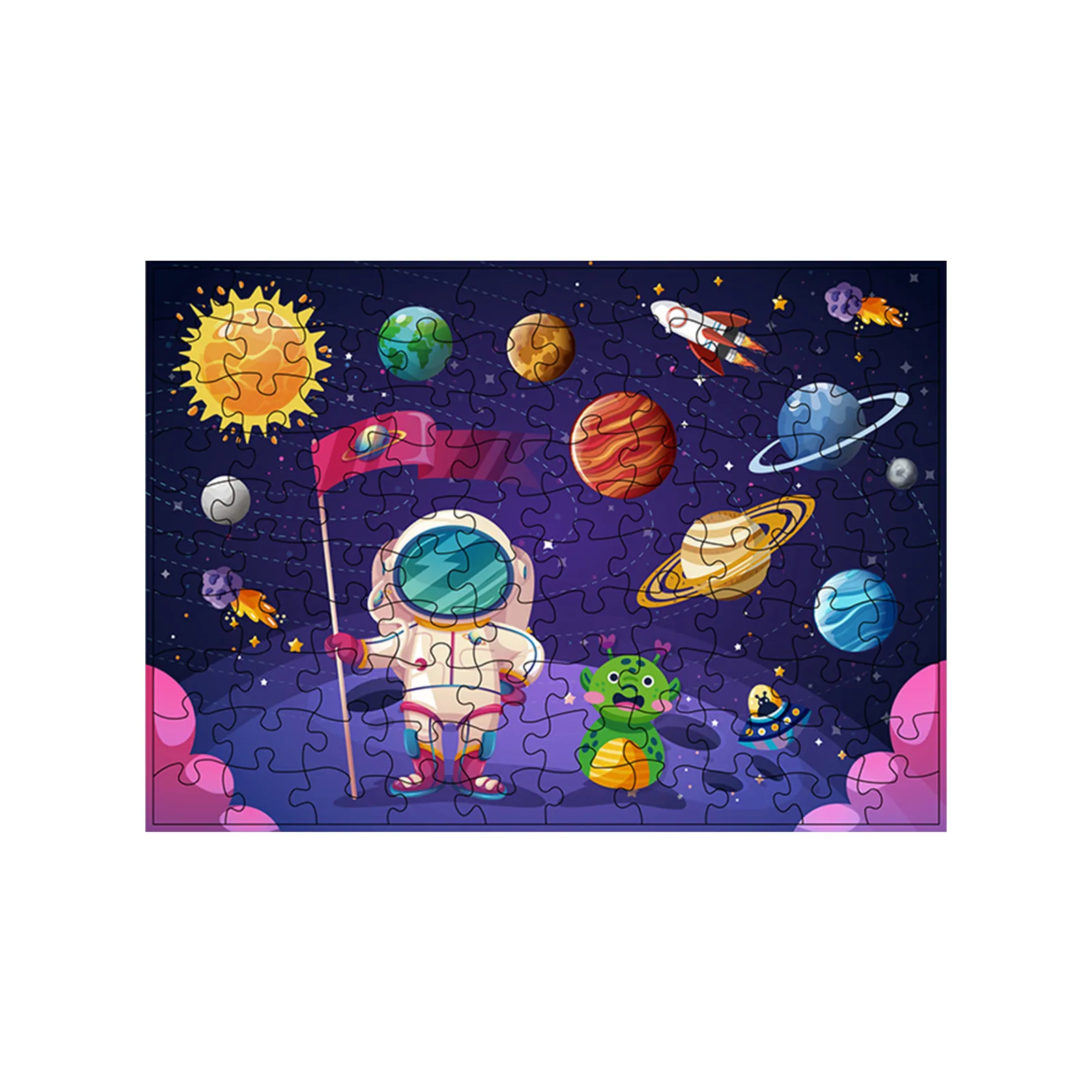 100-Piece Children's Space-themed Jigsaw Puzzle - Large Pieces for Easy Assembly Lavender