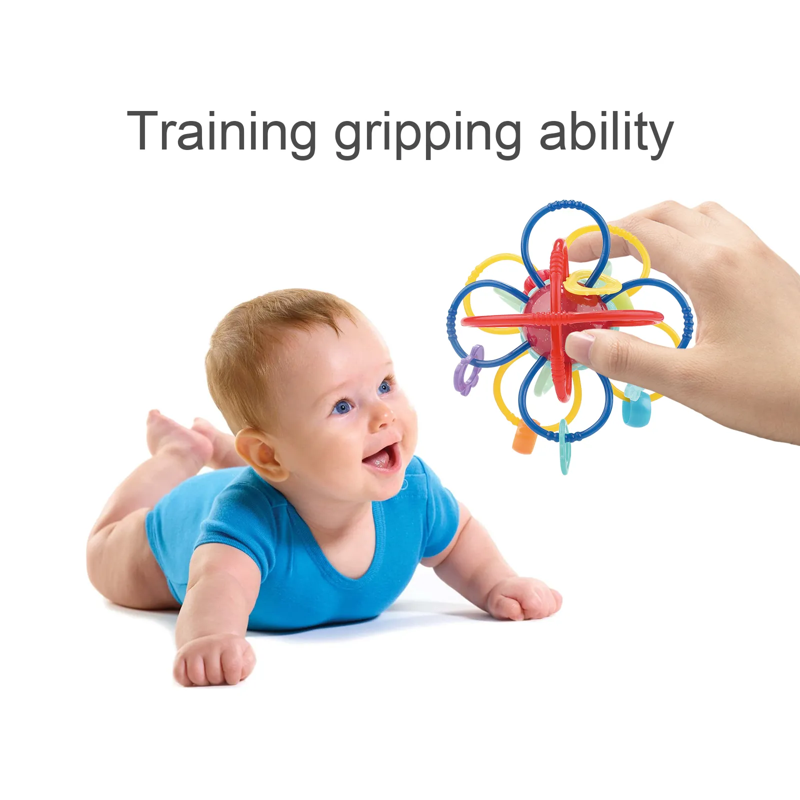 BPA-Free Baby Manhattan Ball Teething Toy with Rotating Design  Red image 2