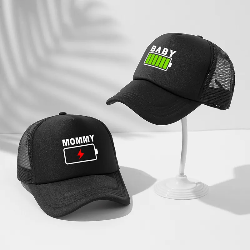 Letters Print Baseball Cap for Mom and Me Black big image 1