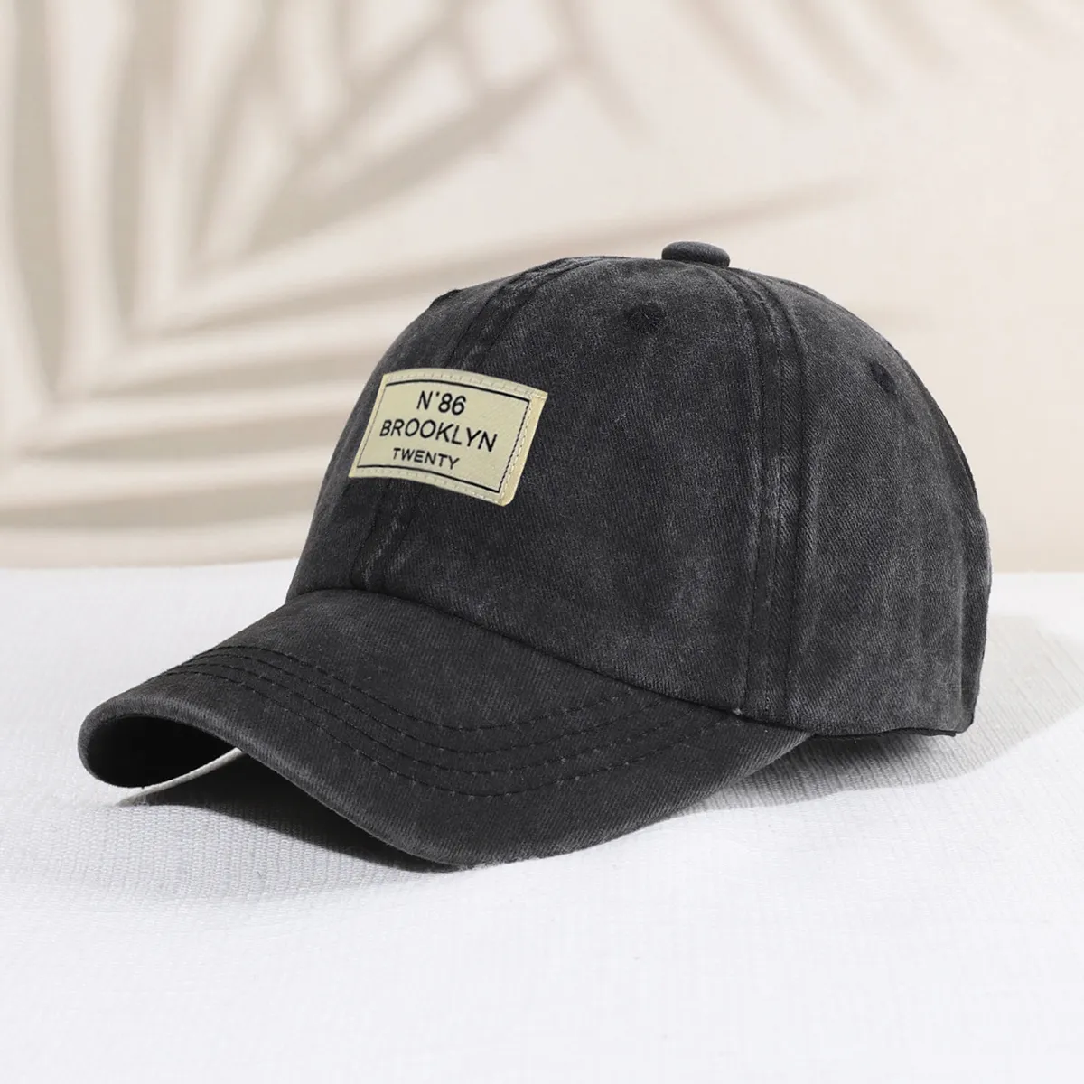 Toddler/Kids Simple Washed vintage Baseball Cap 100% algodão  Preto