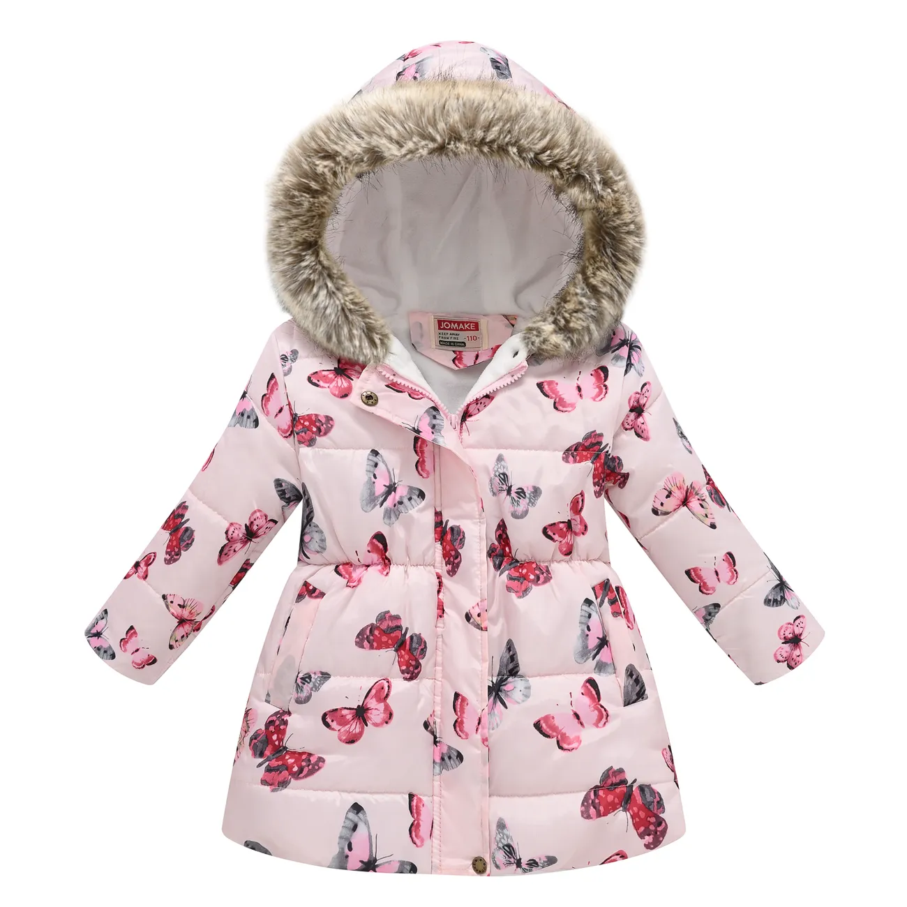  Toddler/Kid Girl Sweet Fleece-lining Hooded Jacket Light Pink big image 1