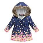  Toddler/Kid Girl Sweet Fleece-lining Hooded Jacket Dark Blue