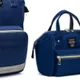 Bolsa de fraldas multicolorida de 3 peças bolsa diagonal mochila grande capacidade Azul