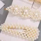 6Pcs/Set Metal Pearl Hairclips Decoration Women Hairpins Hair Barrettes Floral Girls Headwear Clamps Styling Accessories (Without Paperboard) White