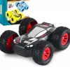 Kids Toy Pull Back Car Double-Sided Friction Powered Flips Inertia Big Tire 4WD Car Off-Road Vehicle Children Toy Gifts Black