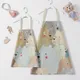 Cute Dinosaur Print Linen Aprons for Mommy and Me Beige