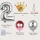 19-pack Numbers Crown Aluminum Foil Balloon and Latex Balloon Set Birthday Party Wedding Column Road Guide Balloon Party Decoration Color block