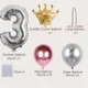 19-pack Numbers Crown Aluminum Foil Balloon and Latex Balloon Set Birthday Party Wedding Column Road Guide Balloon Party Decoration Nude