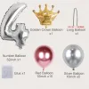 19-pack Numbers Crown Aluminum Foil Balloon and Latex Balloon Set Birthday Party Wedding Column Road Guide Balloon Party Decoration Brick red