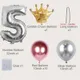 19-pack Numbers Crown Aluminum Foil Balloon and Latex Balloon Set Birthday Party Wedding Column Road Guide Balloon Party Decoration Color-A
