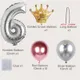 19-pack Numbers Crown Aluminum Foil Balloon and Latex Balloon Set Birthday Party Wedding Column Road Guide Balloon Party Decoration Color-B