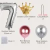 19-pack Numbers Crown Aluminum Foil Balloon and Latex Balloon Set Birthday Party Wedding Column Road Guide Balloon Party Decoration Color-C