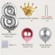19-pack Numbers Crown Aluminum Foil Balloon and Latex Balloon Set Birthday Party Wedding Column Road Guide Balloon Party Decoration Color-D