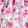 2 Stück Baby Mädchen Weiter Ausschnitt Große Blume Avantgardistisch Tanktop Strampler Fuchsie