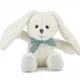 可愛毛絨小兔子毛絨動物玩具長耳朵小兔子玩具娃娃 12.6 英寸 白色