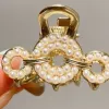 Petite pince à cheveux en bas âge / enfant Délicate Perle de strass Or Rose