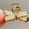 Petite pince à cheveux en bas âge / enfant Délicate Perle de strass Jaune Abricot