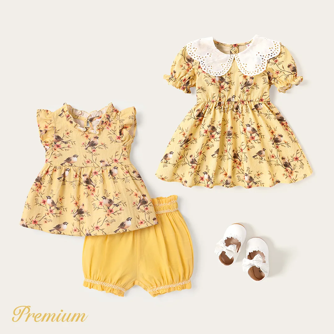 2pcs Baby Girl 100% Cotton Allover Floral Print Frill Trim Tank Top and Shorts Set  image 6
