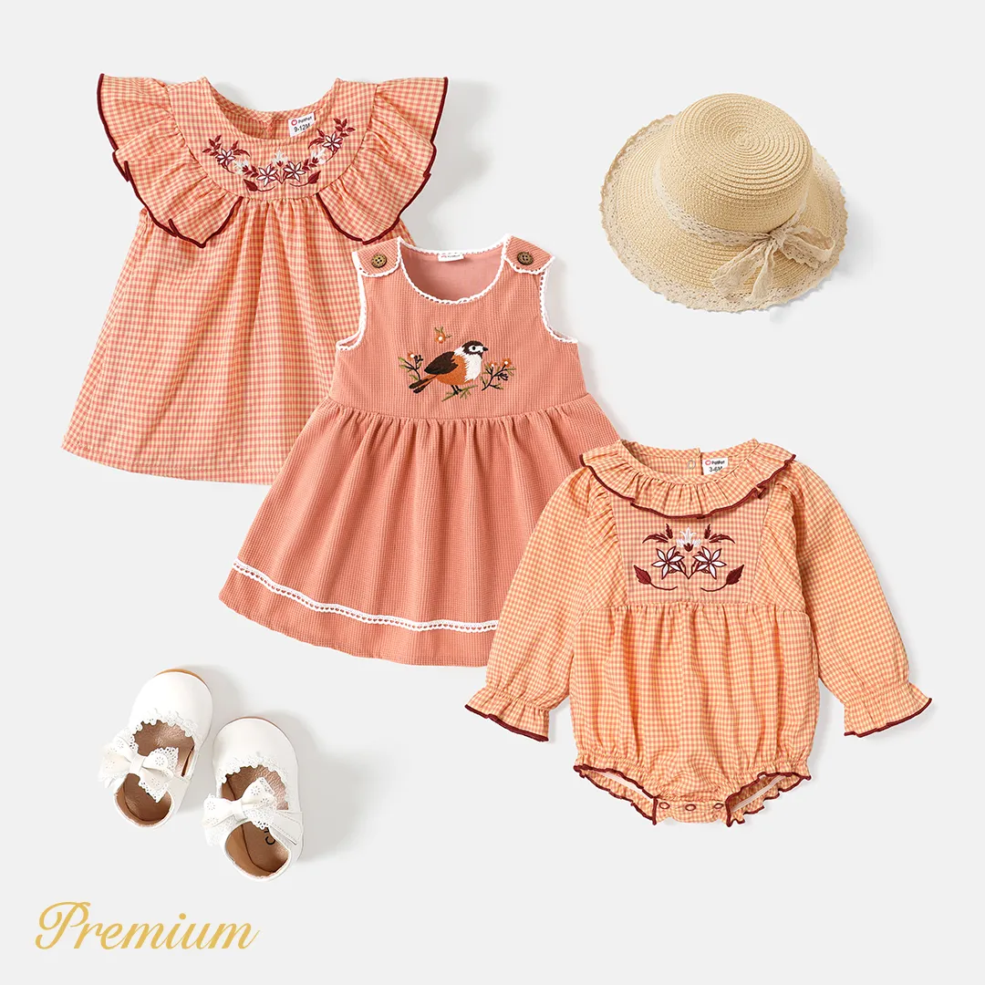 Baby Girl Bird Embroidered Sleeveless Dress Pink image 6