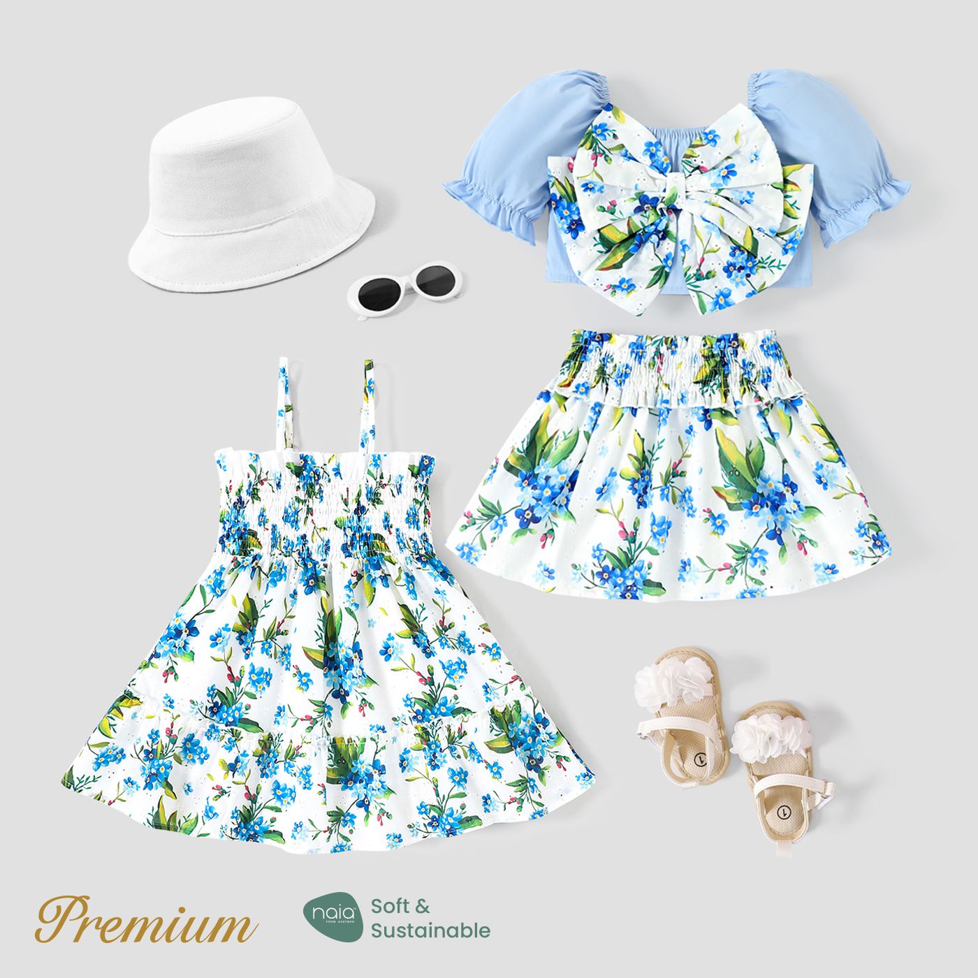 

<Floral Whispers> Toddler Girl Smocked Slip Dress / Baby Girl 100% Cotton Skirt Sets