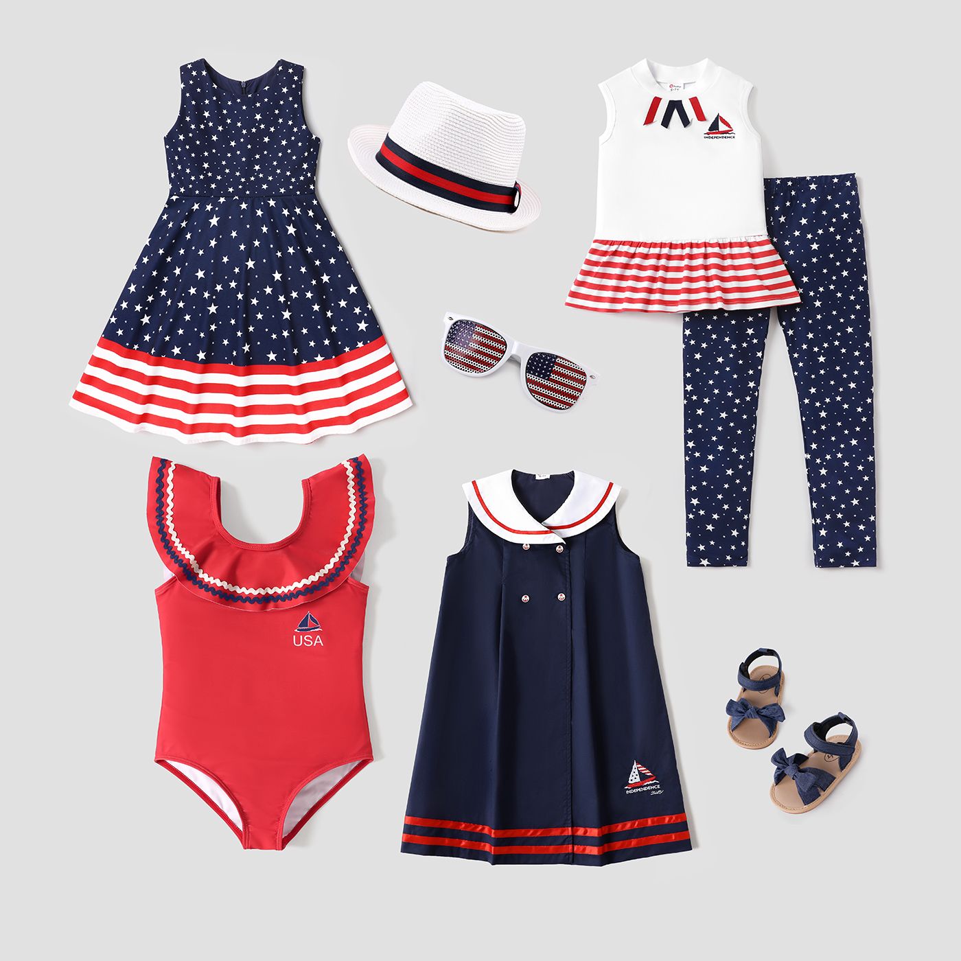 <Seafaring Stars> Kid Girl One-piece Swimsuit / Tank Dress / Pants Sets