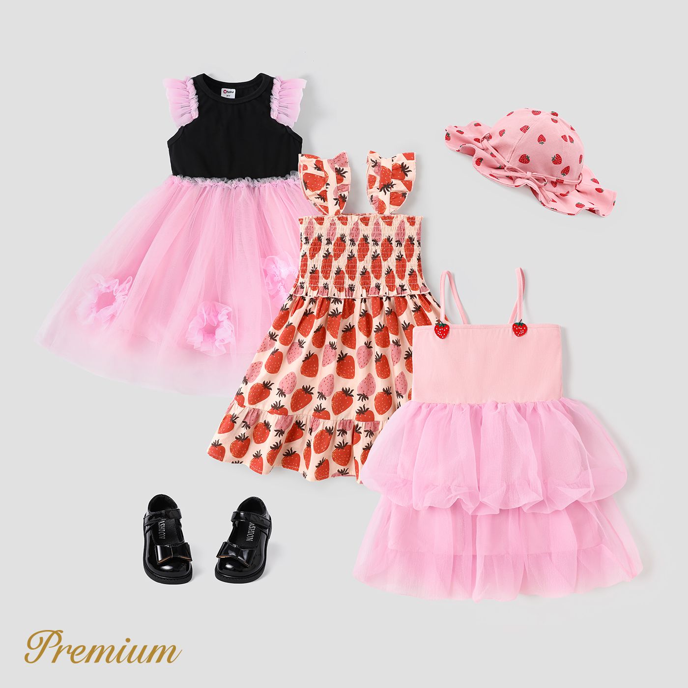<Sweet Pink Delight> Toddler Girl Layered Mesh Combo Slip Dress / 100% Cotton Smocked Dress / Mesh Combo Tank Dress