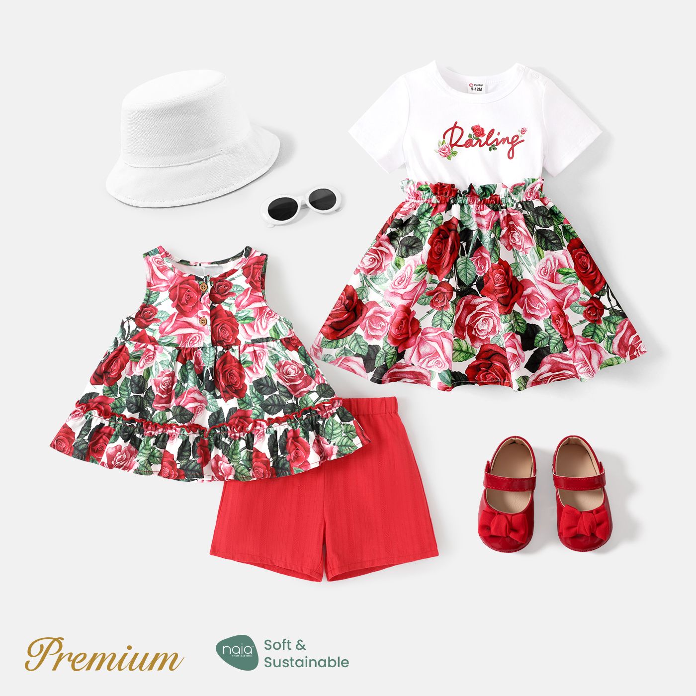 

<Blooming Roses> Baby Girl Combo Dress / Toddler Girl Shorts Sets