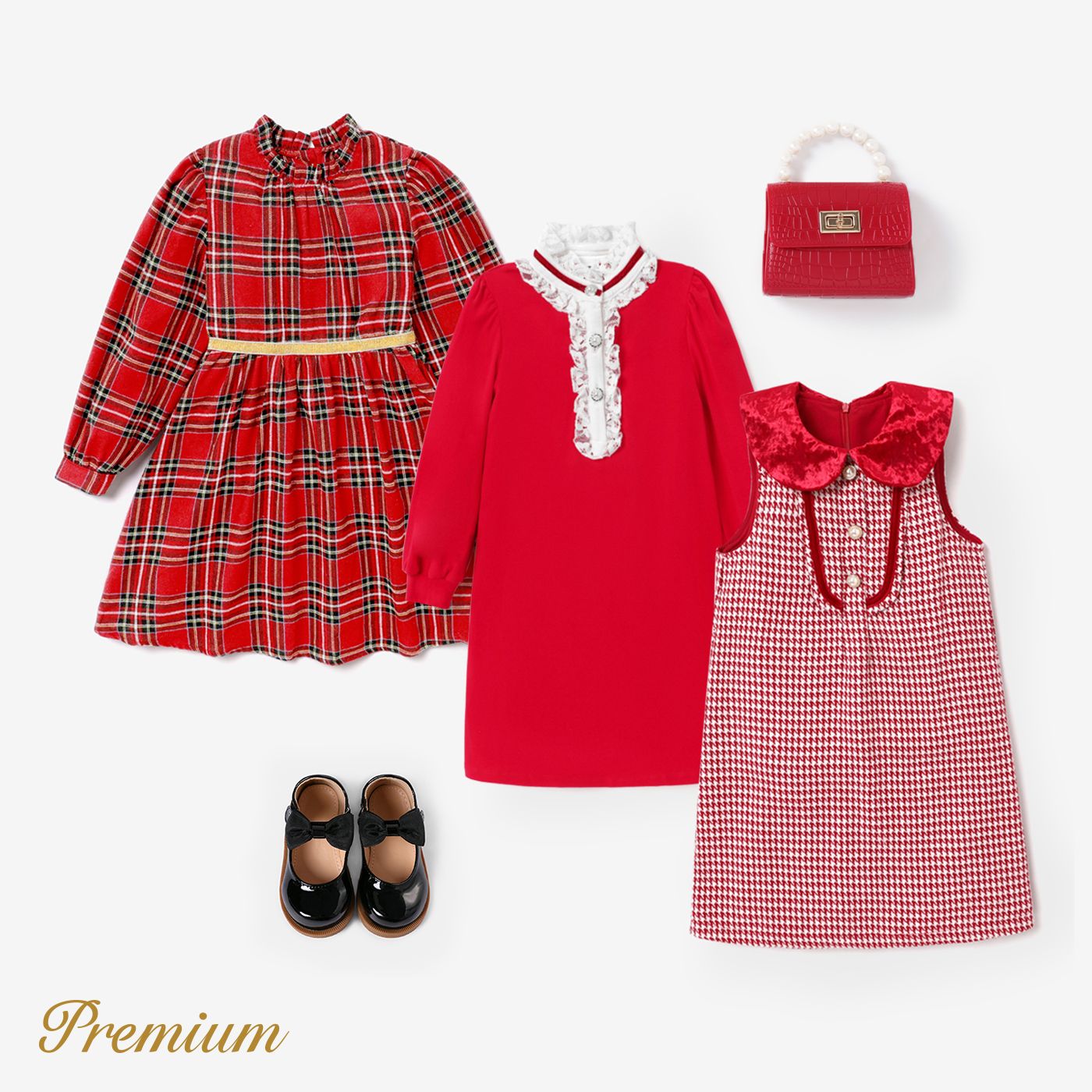 Kid Girl Sweet Elegant Grid Dress