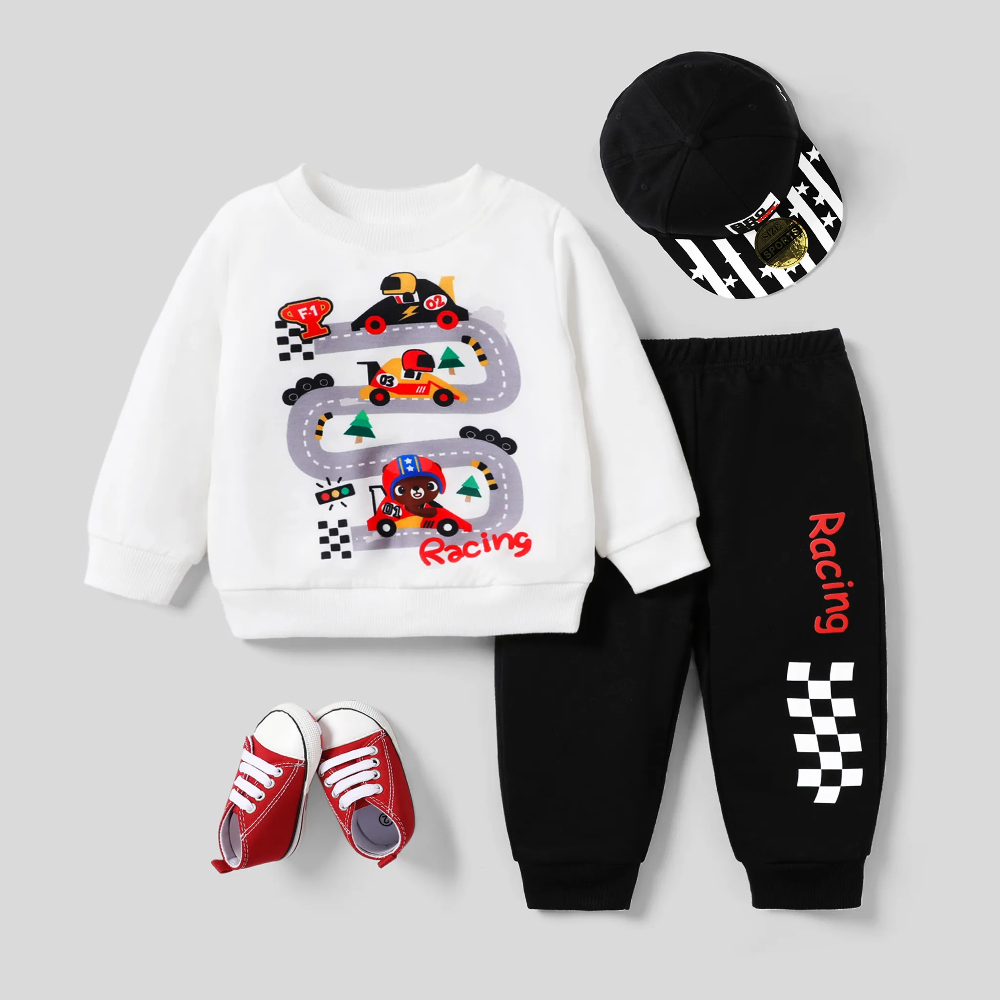 

Baby Boy Vehicle Pattern Set/Shoes/Hat