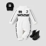 Baby Boy/Girl Bold Color-blocking Sporty Grid/Houndstooth Jumpsuit   image 2