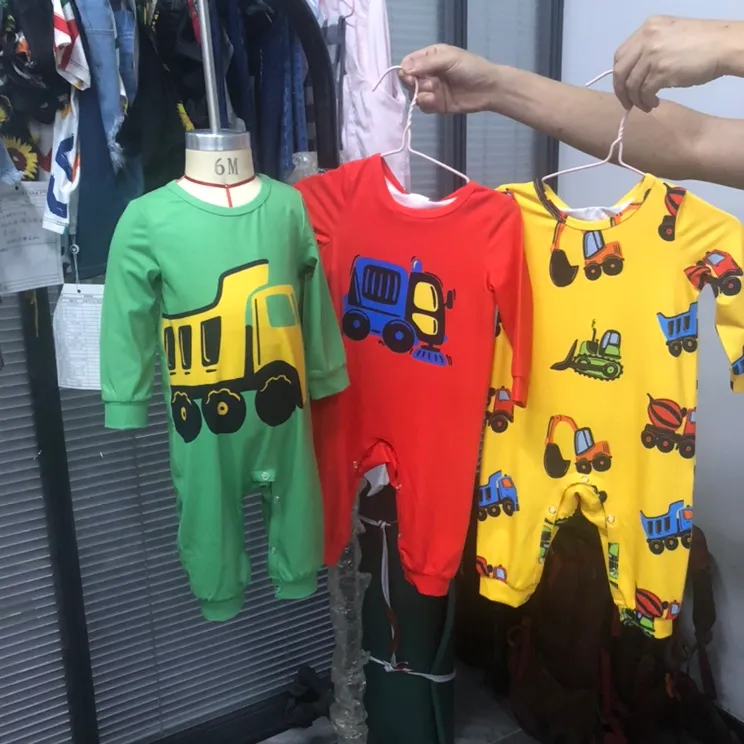Naiatm Baby Boy Allover Construction Vehicle Print Long-sleeve Jumpsuit