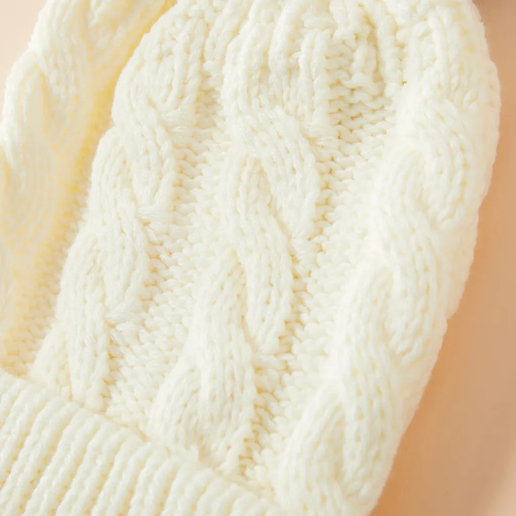 Autumn/Winter Multicolor Hairball Knit Beanie Hats  image 3