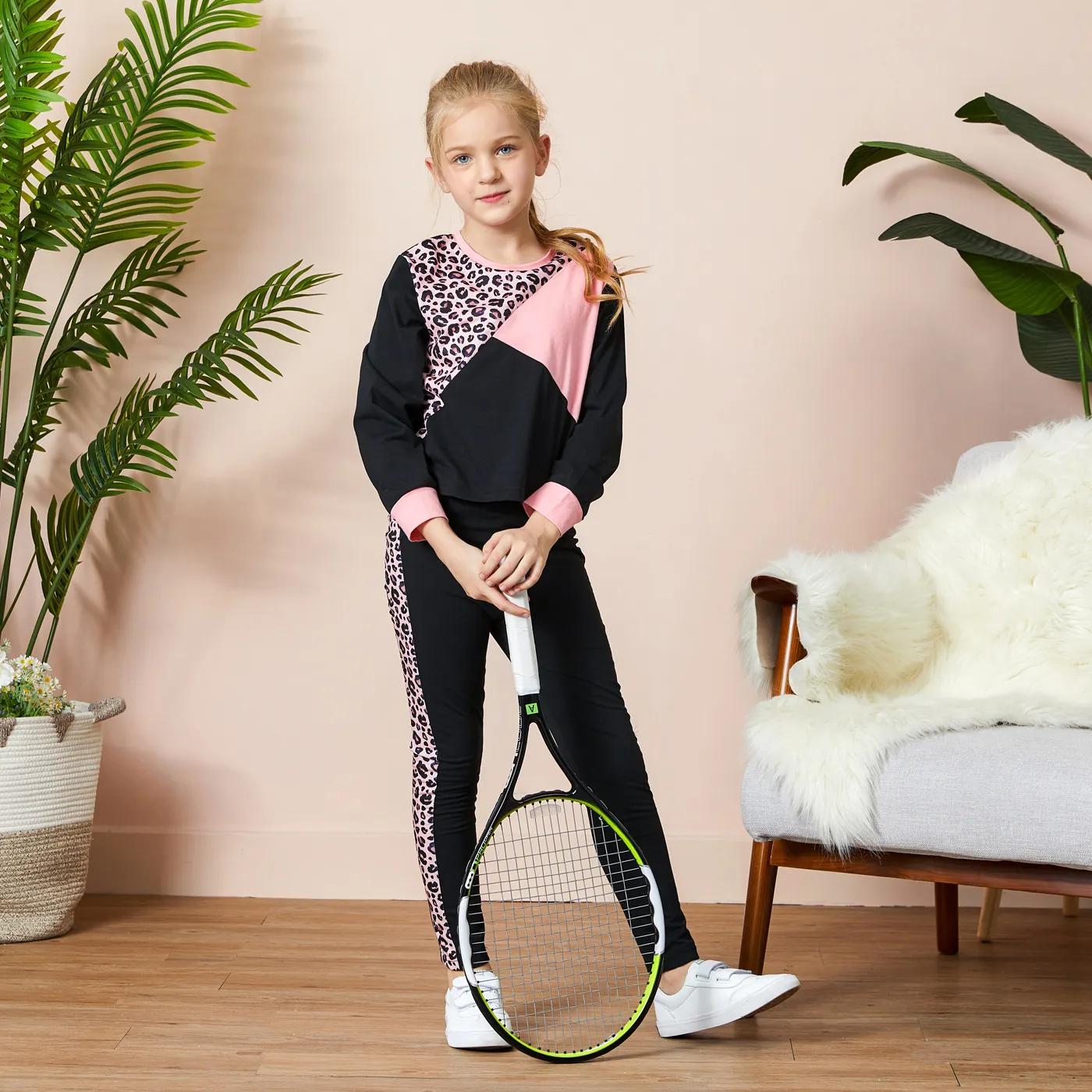 Fashinable Kid Girl Leopard & Color Block Set  image 3
