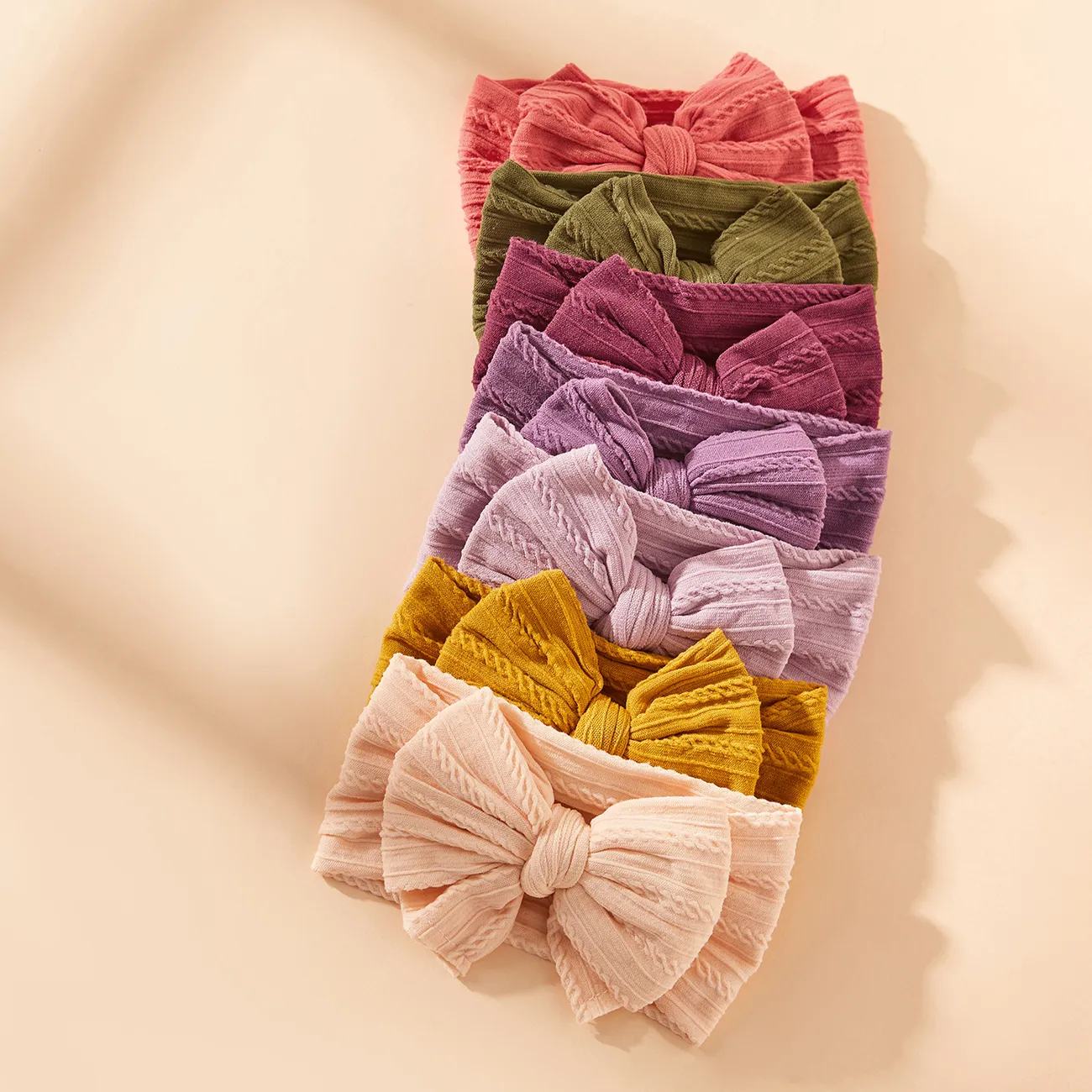Solid Bowknot Hairbands for Girls Pink big image 1