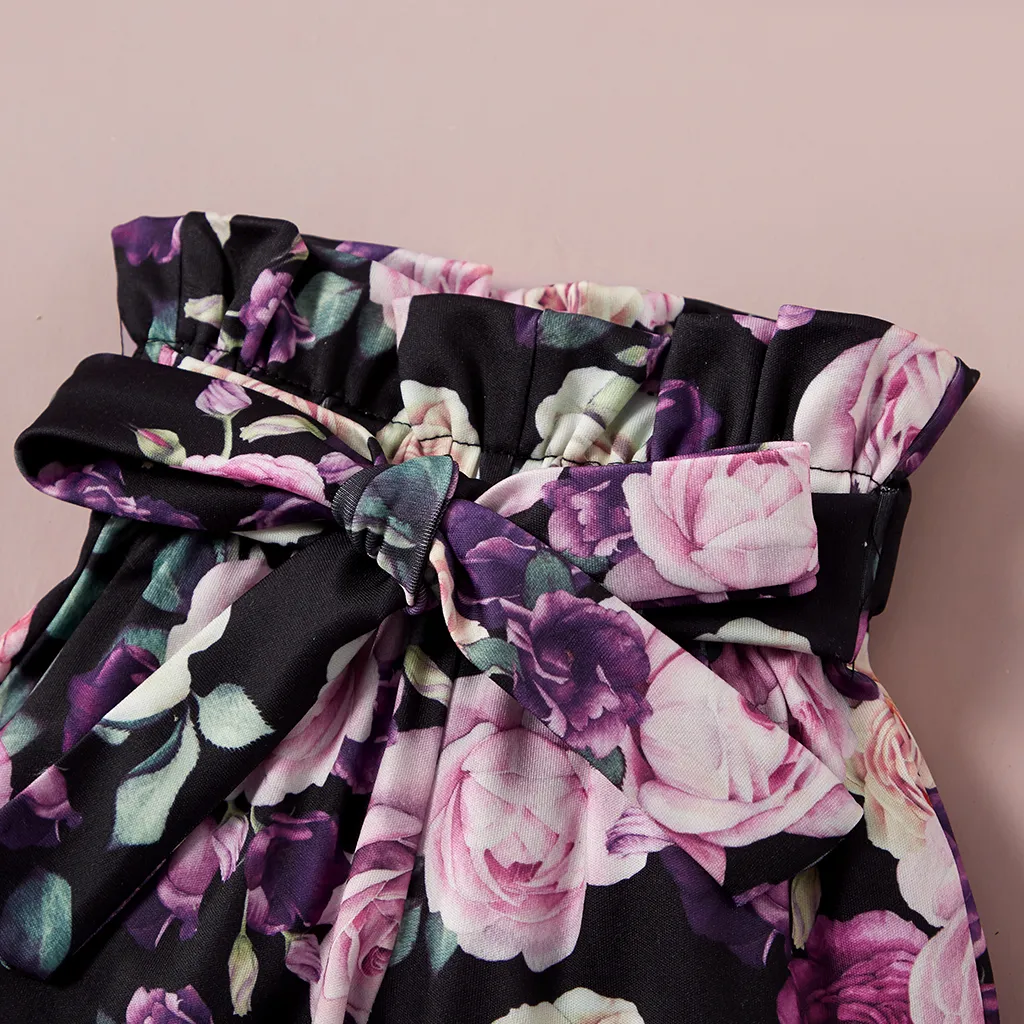 3 unidades Bebé Menina Mangas franzidas Flores isoladas Bonito Conjunto para bebé Roxa image 5