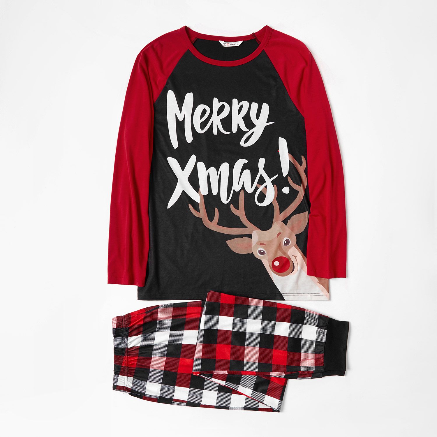 Mosaic Family Matching Reindeer Merry Christmas Pajamas Set(Flame Resistant)