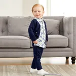 2pcs Baby Boy 95% Cotton Long-sleeve Faux-two Floral Print Top and Pants Set  image 6