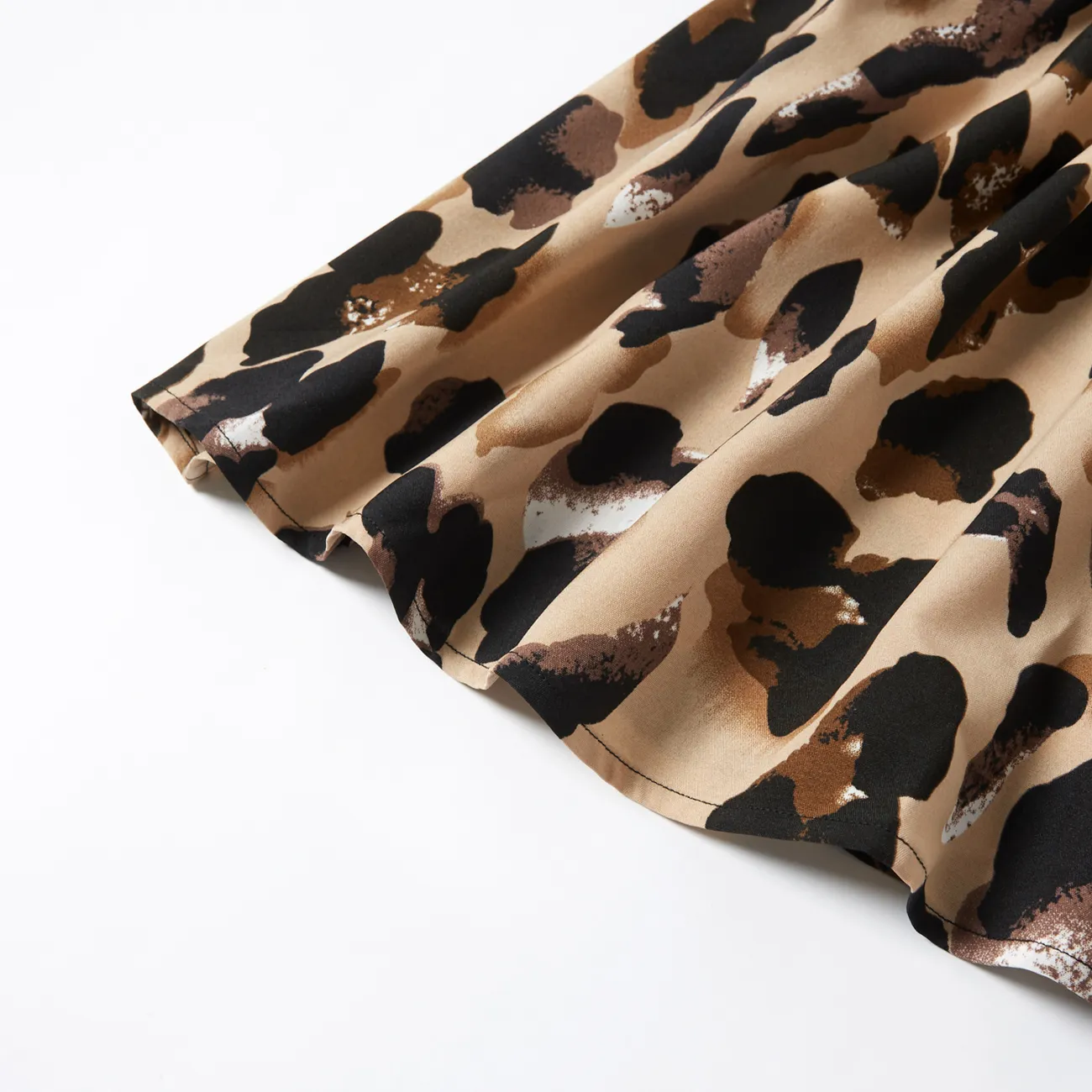 Leopard Print Splice Black Sling Dresses for Mommy and Me Black big image 1