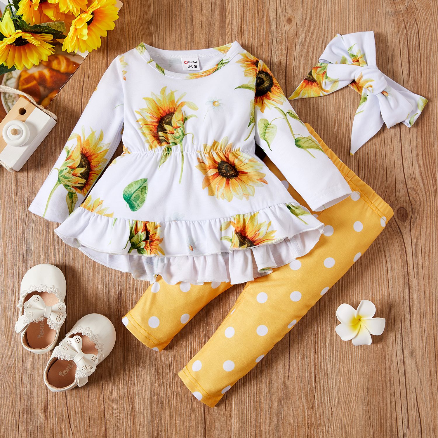 

3-piece Baby Girl Sunflower Set