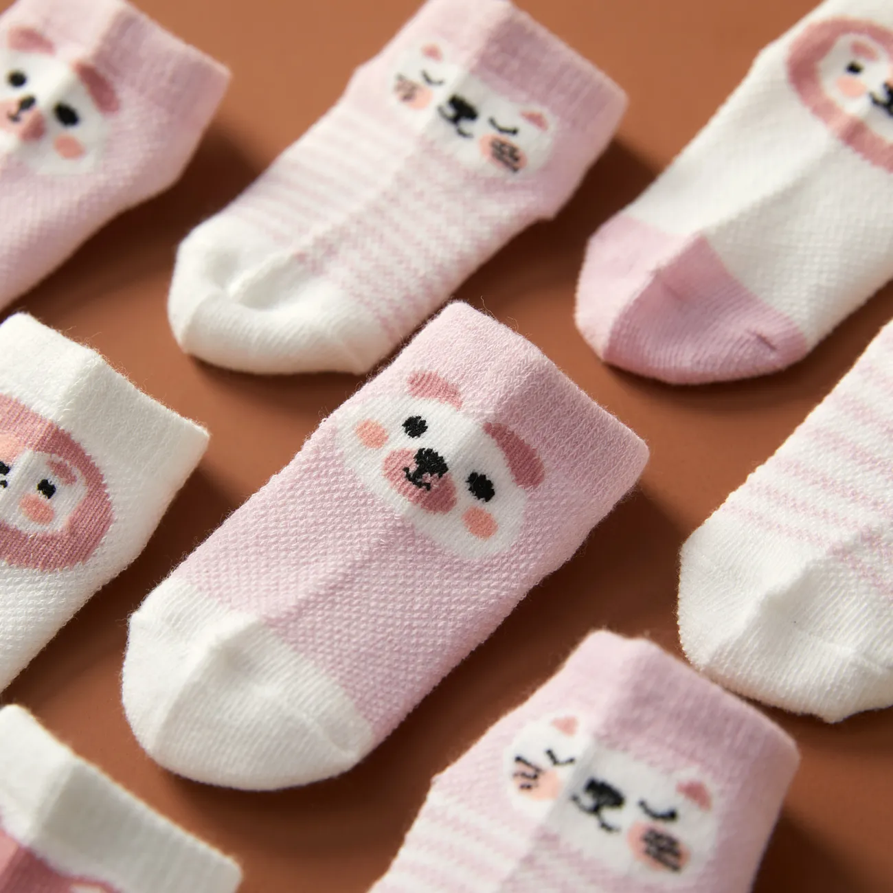 calcetines sólidos paquete de 5 animales bebé / niño / niño Rosado big image 1